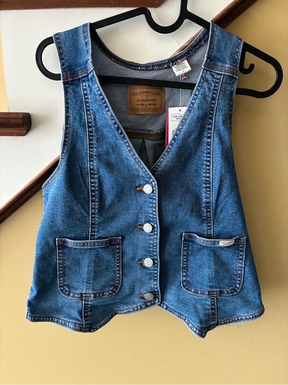 Levi's Blue Denim Vest with Contrast Stitching - Picture 1 of 7